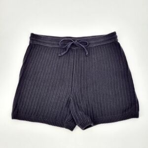 Rue Sticc Knit Shorts High Rise Ribbed Stretch Black Drawstring Size Medium